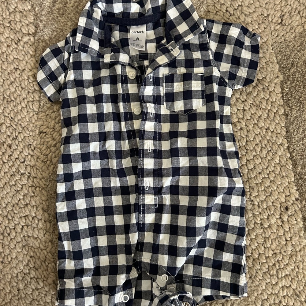 Carter's Kids Navy and White Plaid Button-Up Shirt
